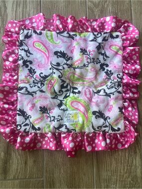 Little Yellow Chick Security Blanket with security loop Paisley Ruffle 17x17